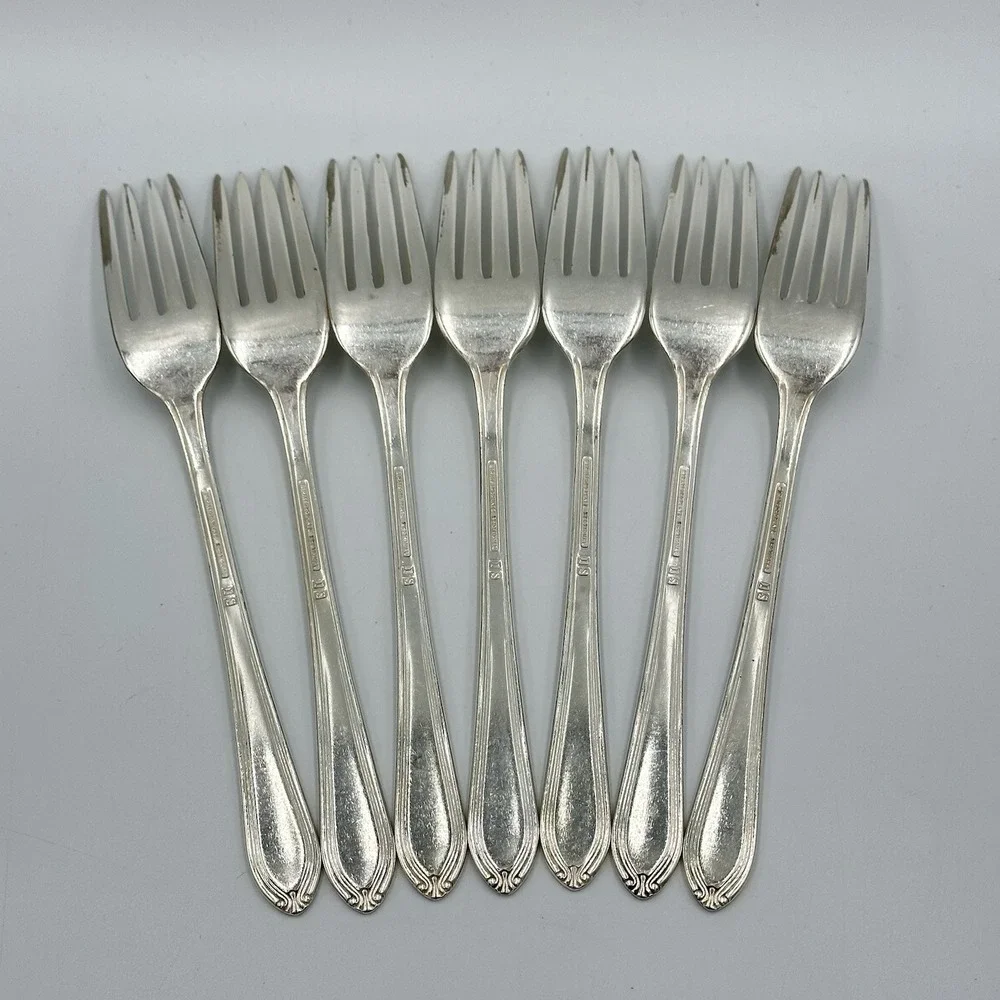 7 Place Dinner Forks International Silver Silver Plate 1937 Ladyship